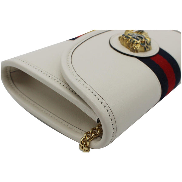GUCCI Rajah Mini Leather Chain Shoulder Bag White 573797
