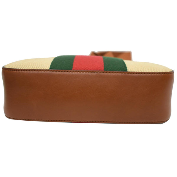 GUCCI Vintage Web Canvas Shoulder Bag Beige 575073