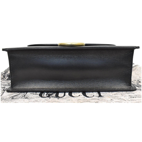 GUCCI Logo Plaque Leather Shoulder Bag Black 589471