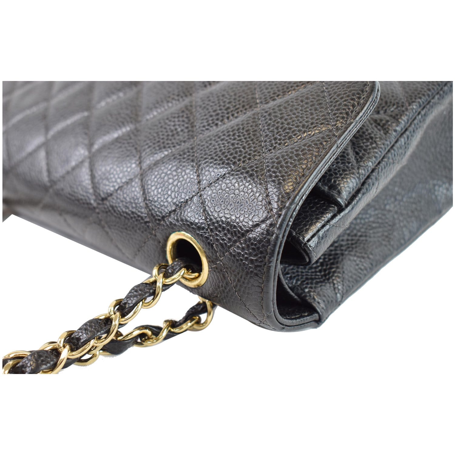 CHANEL Small Double Flap Caviar Quilted Leather Shoulder Bag Black