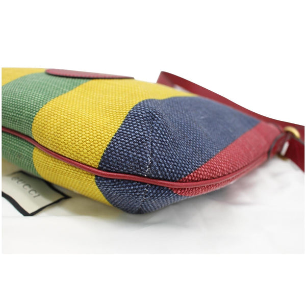 GUCCI Baiadera Stripe Script Logo Half Moon Canvas Hobo Shoulder Bag Multicolor 626422