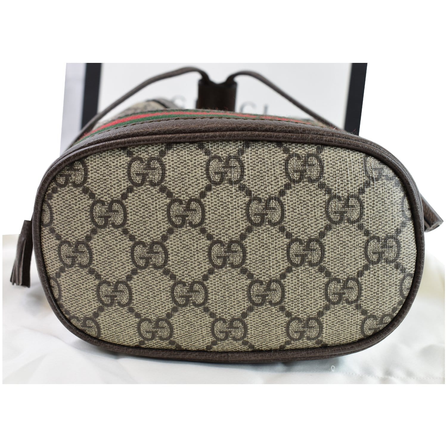 Ophidia GG small shoulder bag in beige and ebony GG Supreme