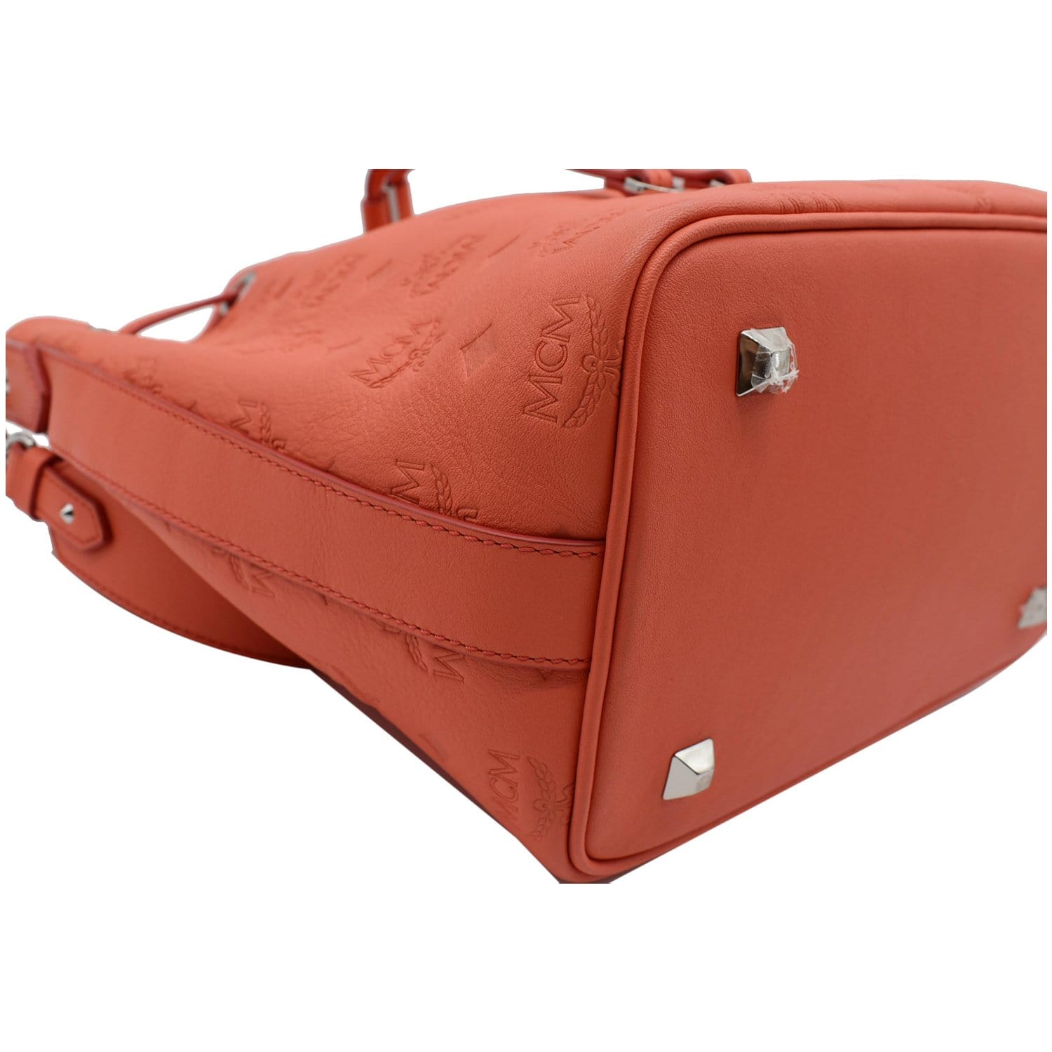 MCM Shoulder Bag Drawstring Brown Leather Mini Pochette