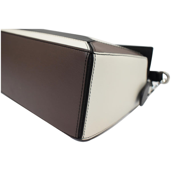 LOEWE Small Puzzle Classic Calfskin Shoulder Bag Black/Taupe