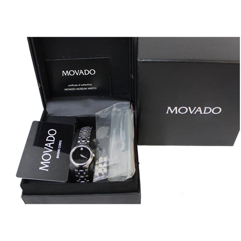 MOVADO Museum Black Dial Stainless Steel Watch Silver 26mm