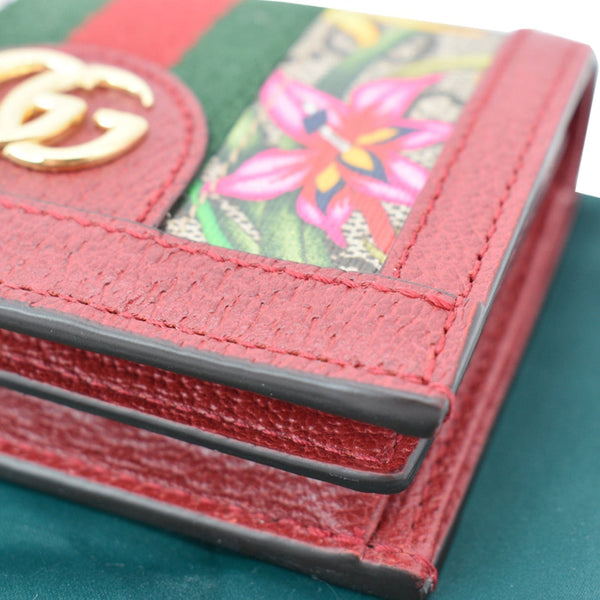 GUCCI Ophidia Flora GG Supreme Canvas Card Case Wallet Red