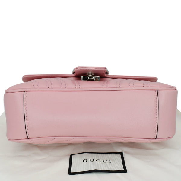 GUCCI GG Marmont Mini Matelassé Leather Shoulder Crossbody Bag Pastel Pink 446744