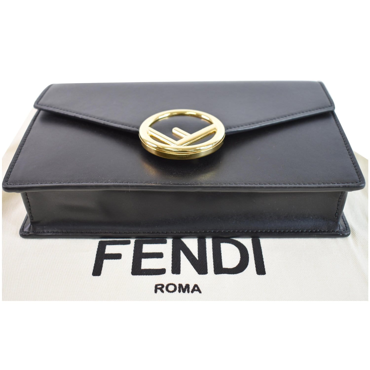FENDI Vitello Liberty Lucido F is Fendi Medium Envelope Wallet on Chain  Black 1258868
