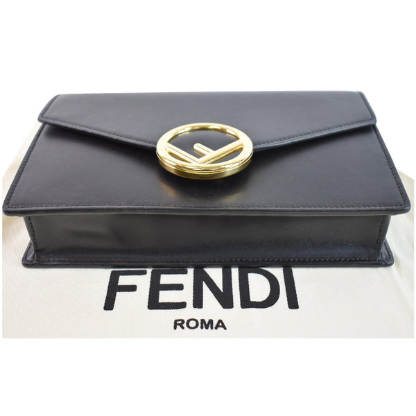 FENDI Vitello F is Envelope Leather Wallet on Chain Crossbody Bag Black