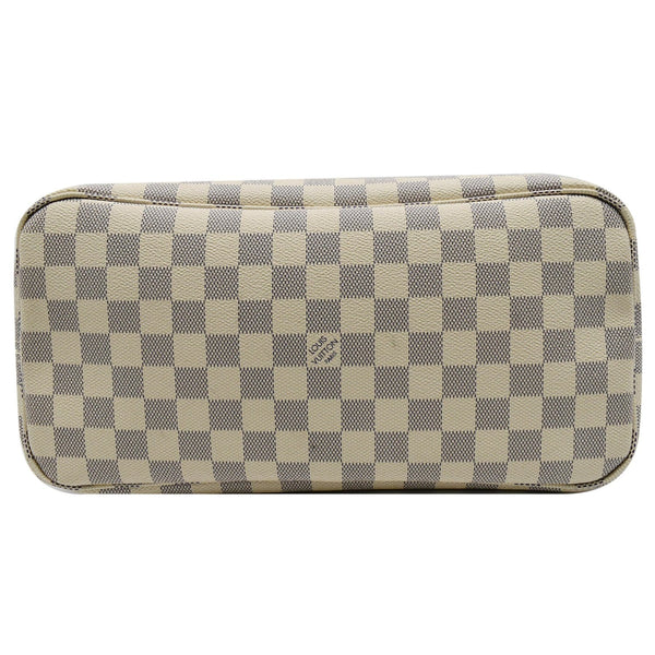LOUIS VUITTON Neverfull MM Damier Azur Tote Shoulder Bag White