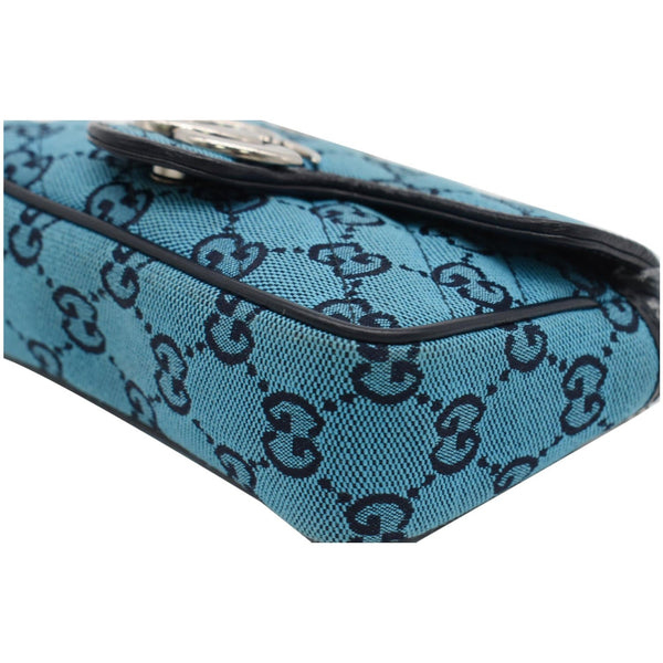 GUCCI GG Marmont Super Mini Matelasse Canvas Crossbody Bag Blue 476433