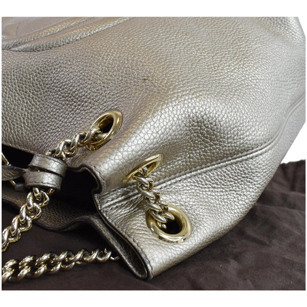 Gucci Soho Pebbled Leather Shoulder Bag Beige