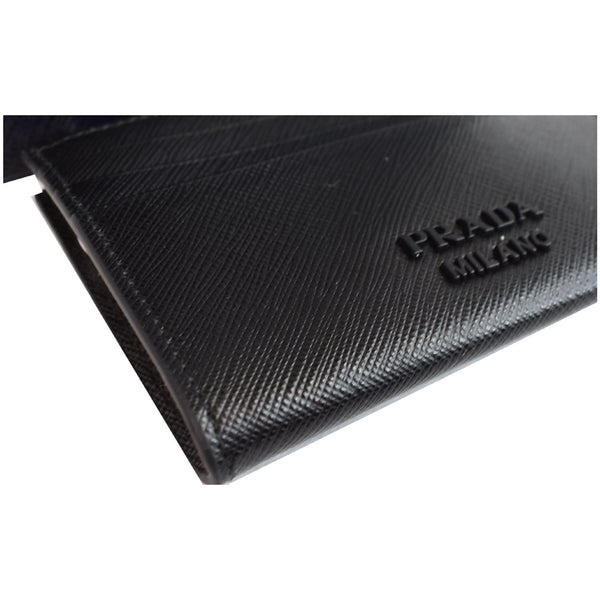 PRADA Smalto Charm Leather Card Case Black