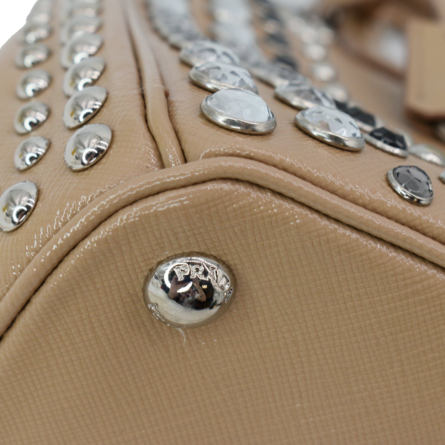 Prada City Calf Handbag in Beige Leather