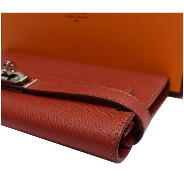 Hermes Kelly Leather Wallet Red for women - strap view