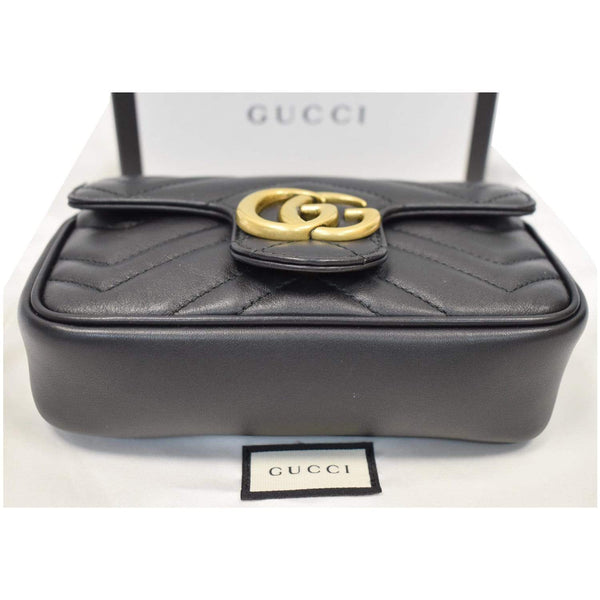 Gucci GG Marmont Super Mini Leather Bottom Bag Black