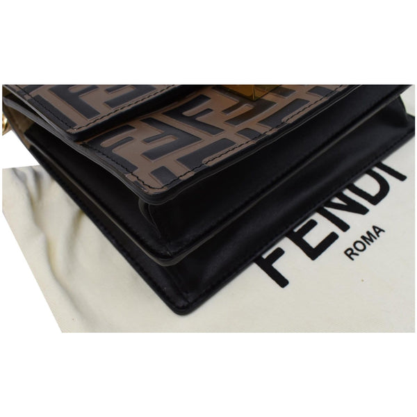 FENDI Kan U Small Embossed Leather Crossbody Bag Brown