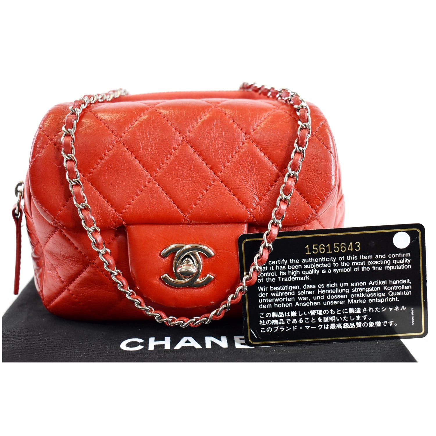 Authentic chanel mini Square Flap Bag Red Color