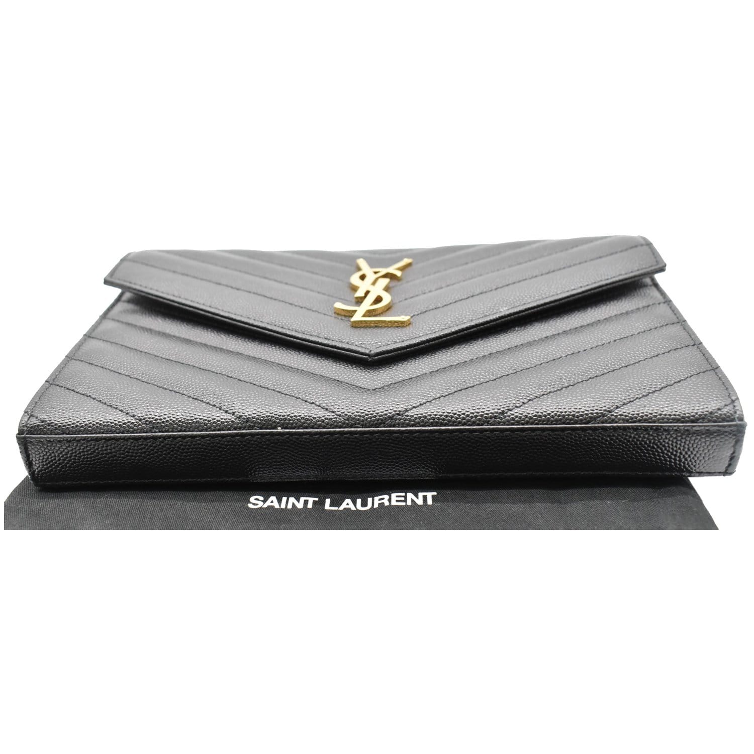YSL Saint Laurent Classic Monogram Wallet on Chain Crossbody  Matelasse—BLACK