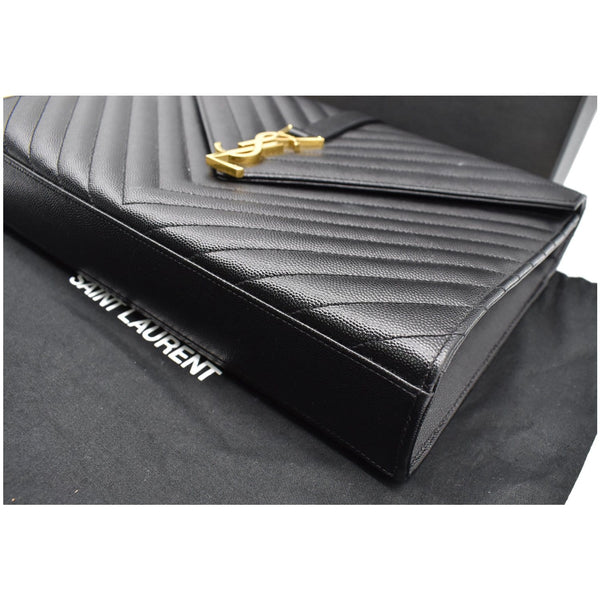 YVES SAINT LAURENT Large Envelope Grain De Poudre Chain Shoulder Bag Black