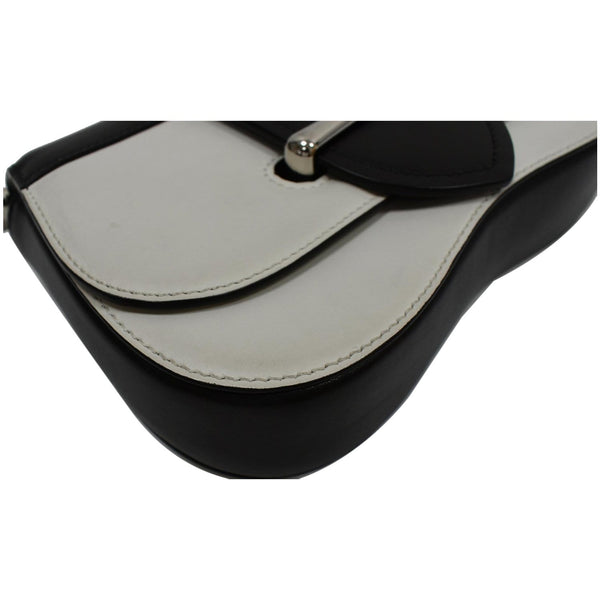 PRADA City Sidonie Small Leather Crossbody Bag Black/White - Last Call