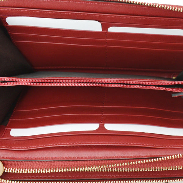 GUCCI Microguccissima GG Leather Double Zip Large Wallet Red 544250