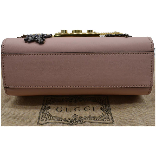 GUCCI Crystal Star Embroidered Padlock Small Shoulder Bag Pink 432182