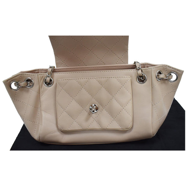 Chanel CC Accordion Lambskin Leather Shoulder Bag - flap opened | DDH 