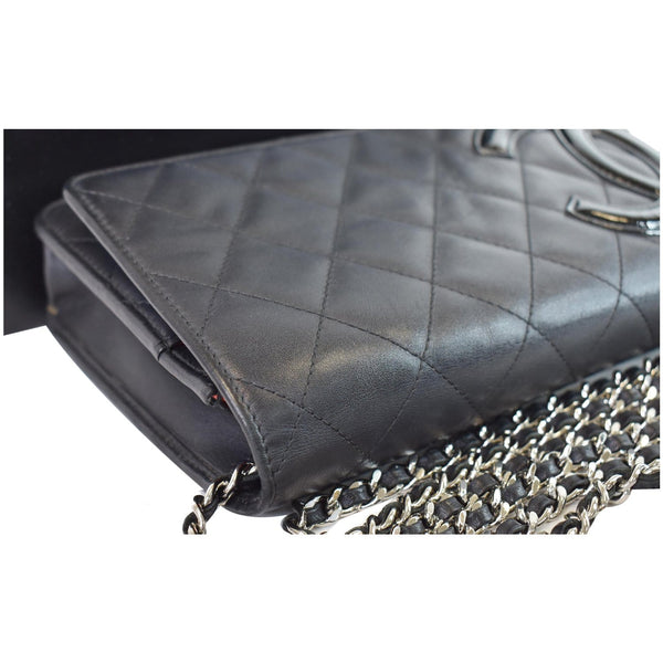 CHANEL Cambon Ligne Quilted Leather WOC Clutch Bag Black