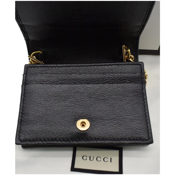 Gucci Rajah Web Leather Card Case Chain Wallet flap opened