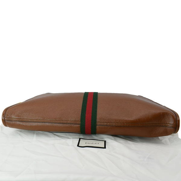 GUCCI Rajah Large Leather Tote Shoulder Bag Brown 537219