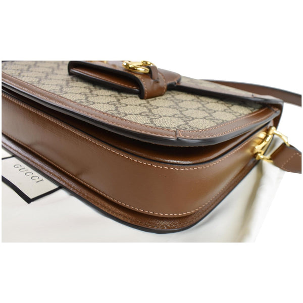 GUCCI Horsebit 1955 GG Supreme Canvas Shoulder Bag Beige 602204