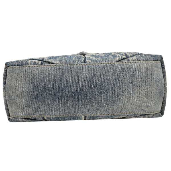 YVES SAINT LAURENT Vintage Puffer Medium Denim Canvas Shoulder Bag Blue