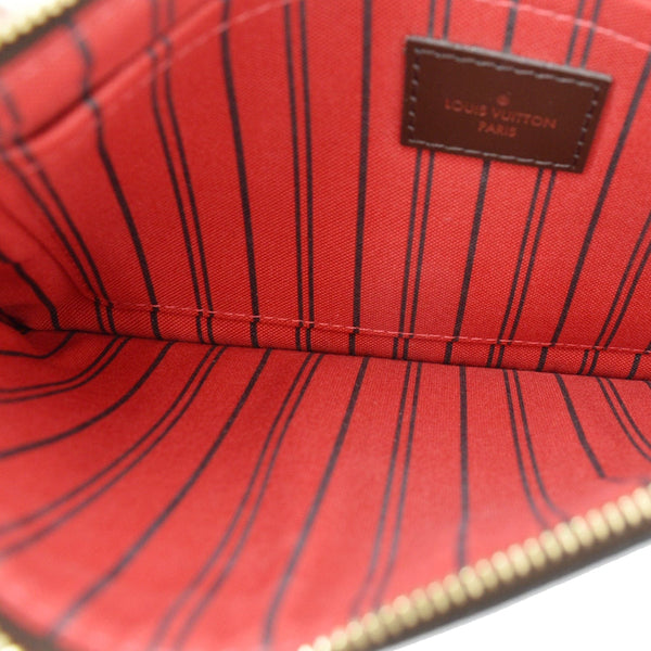 LOUIS VUITTON Neverfull MM Damier Ebene Pochette Wristlet Pouch Brown