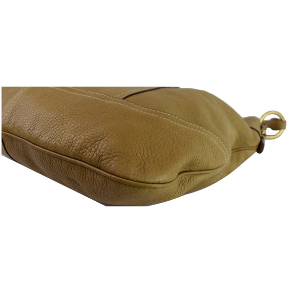 PRADA Vitello Daino Large Leather Hobo Shoulder Bag Beige