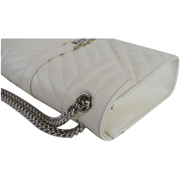 YVES SAINT LAURENT Envelope Medium Chain Leather Shoulder Bag White