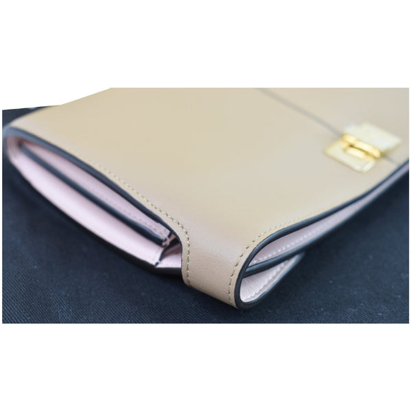 FENDI Peekaboo Iconic Twist Lock Leather Wallet Brown