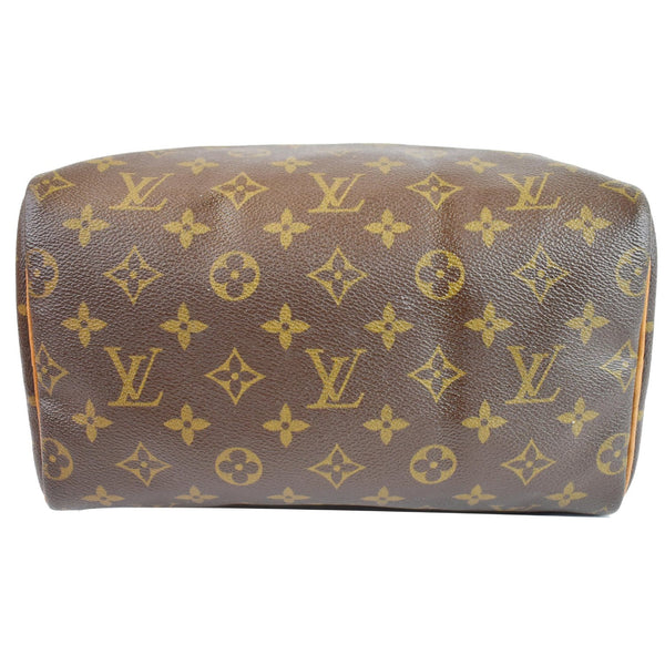 Louis Vuitton Speedy 25 Monogram Canvas Satchel Bag - flat bottom view