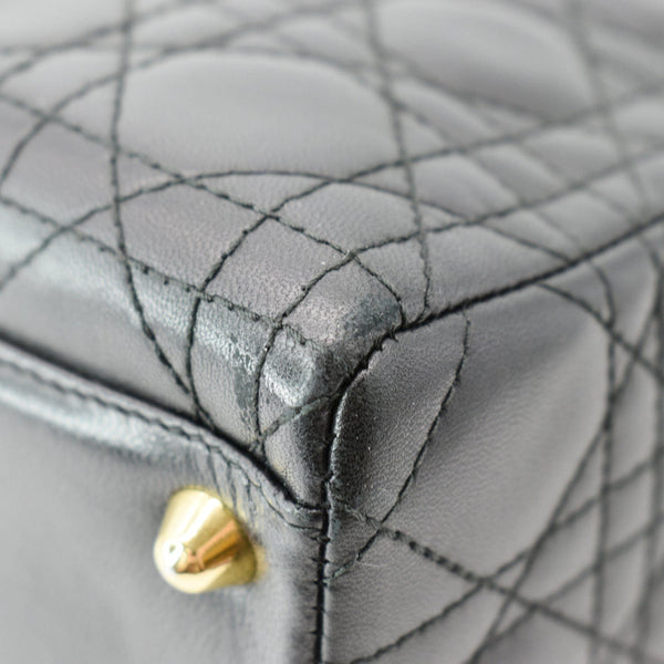 CHRISTIAN DIOR Large Lady Dior Cannage Lambskin Shoulder Bag Black