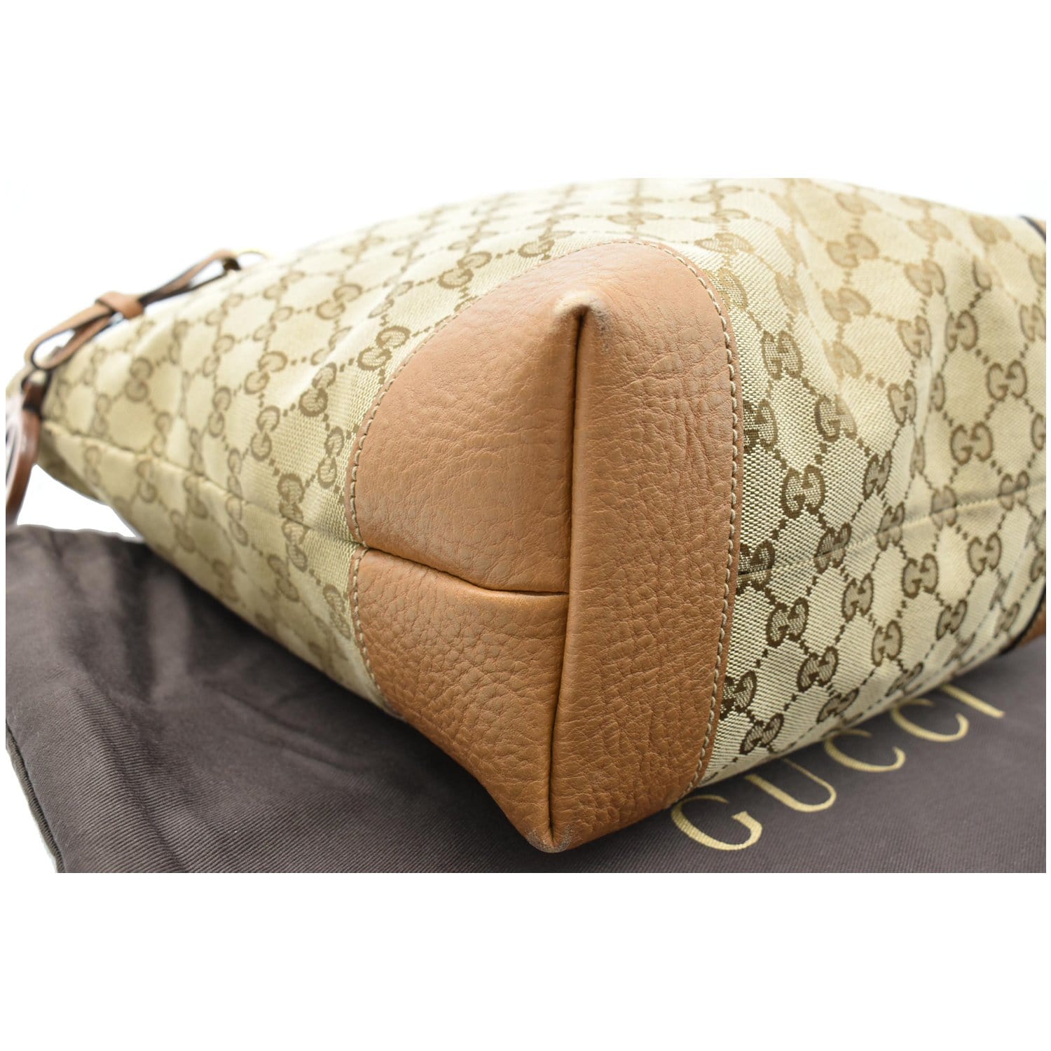 Gucci GG Canvas Marrakech Tote Bag Purse 257023 467891 Beige Brown Tassel  W/ Box