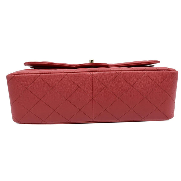 CHANEL Classic Medium Double Flap Caviar Leather Shoulder Bag Rose Pink