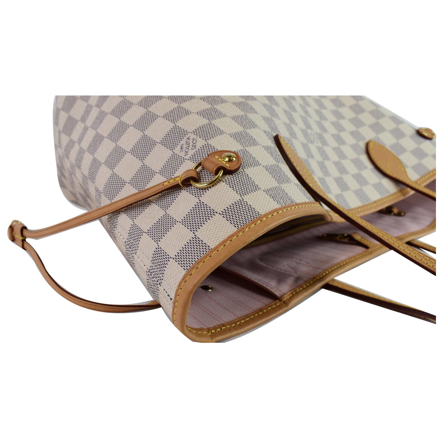 LOUIS VUITTON Neverfull MM Damier Azur Tote Shoulder Bag White