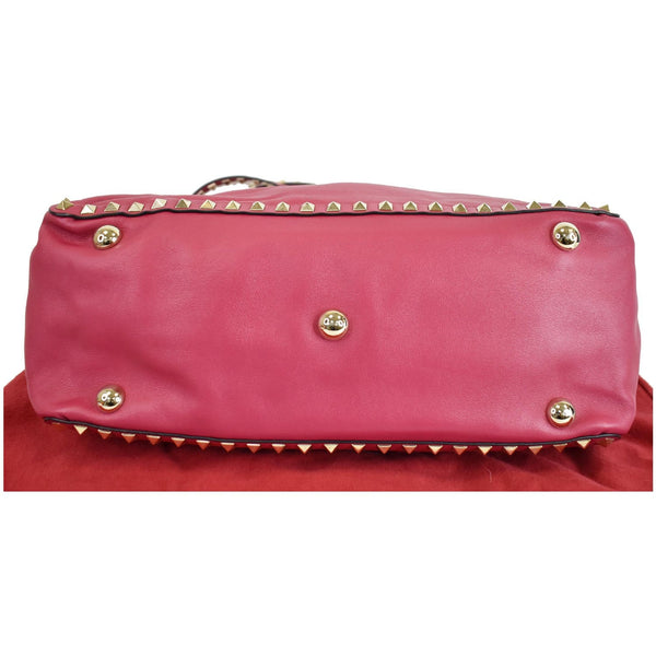 VALENTINO Rockstud Leather Medium Tote Shoulder Bag Pink
