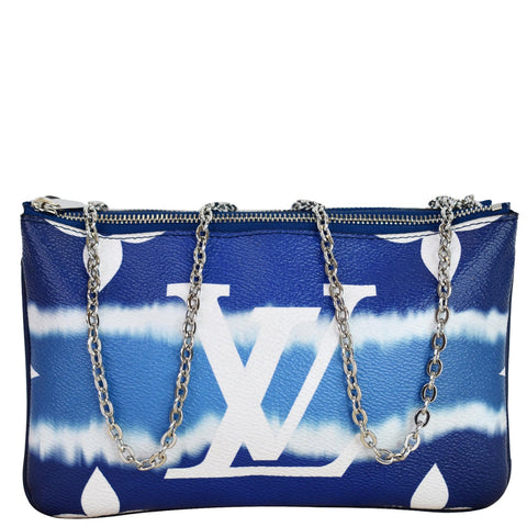LOUIS VUITTON Escale Pochette Double Zip Chain Pouch Bag Blue