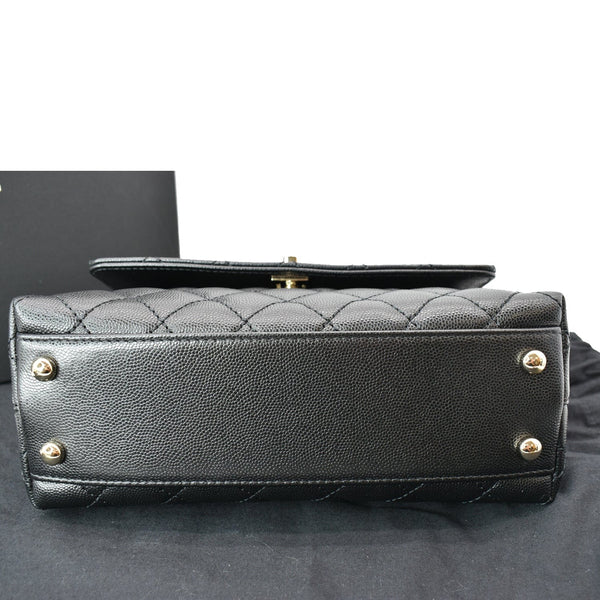 CHANEL Coco Mini Top Handle Caviar Leather Shoulder Bag Black