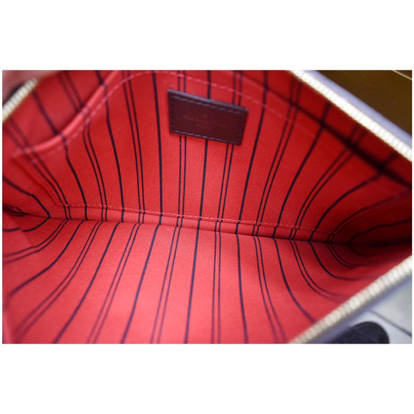Lv Neverfull MM Damier Ebene Pochette Pouch red interior