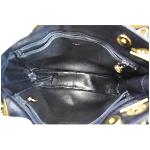 CHANEL Vintage Front Pocket Caviar Leather Tote Bag Black