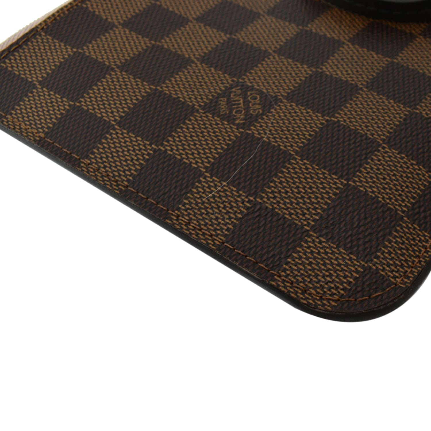 LOUIS VUITTON Neverfull Damier Ebene Pochette Wristlet Pouch Brown