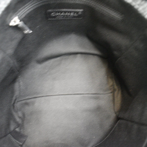 CHANEL Deauville Small Lurex Boucle Canvas Tote Bag Grey