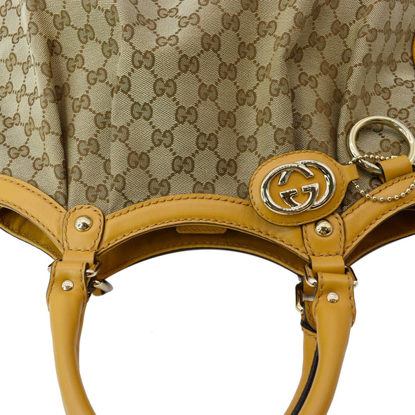 GUCCI Sukey Medium GG Canvas Tote Bag Beige 211944